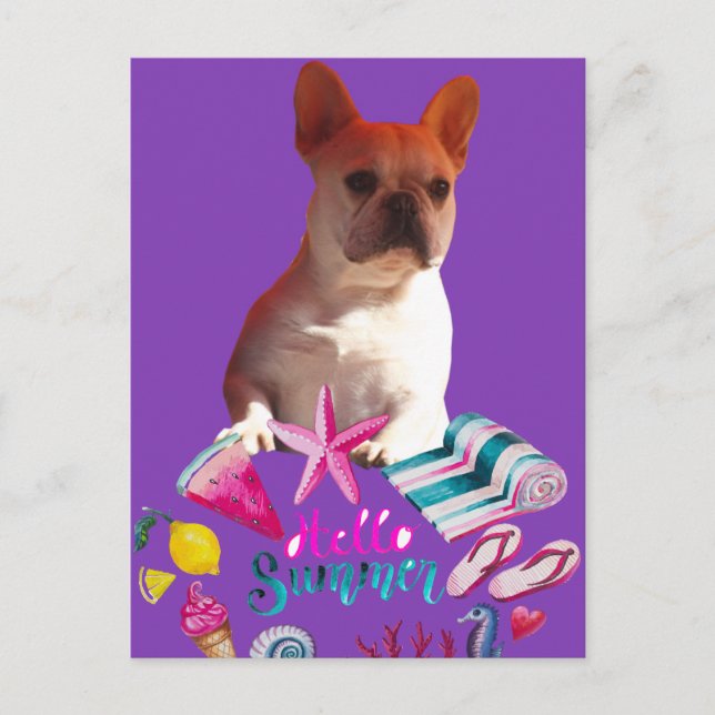 French Bulldog Hello Summer French Bulldog Postcard (Front)