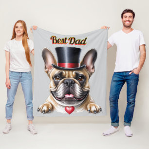 French Bulldog  Herz Vatertag Bulldogge Fleece Blanket