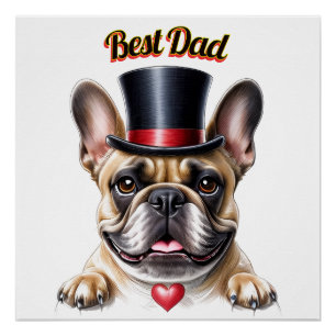 French Bulldog Herz Vatertag Bulldogge Poster