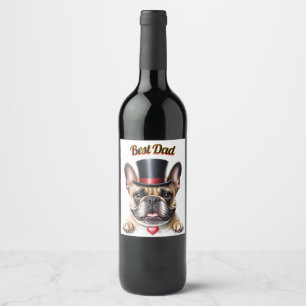 French Bulldog Herz Vatertag Bulldogge Wine Label