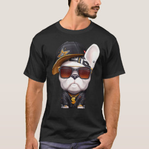 French Bulldog Hip Hop Super Star With Hat And Sun T-Shirt
