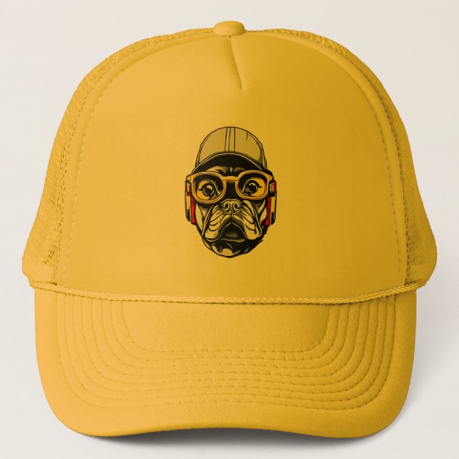French Bulldog Hip Hop Trucker Hat (Front)