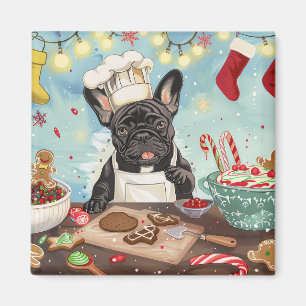 French Bulldog Holiday Baking: Festive Christmas Magnet