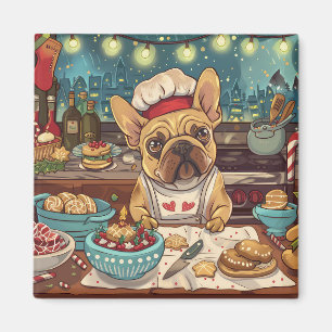 French Bulldog Holiday Baking: Festive Christmas Magnet