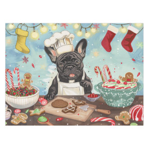 French Bulldog Holiday Baking: Festive Christmas Tablecloth