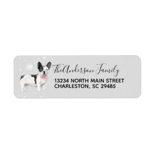 French Bulldog Holiday Christmas Address Frenchie Return Address Label