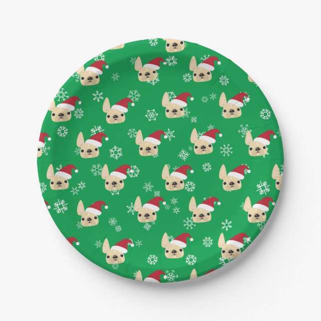 French Bulldog Holiday Paper Plates (Front)
