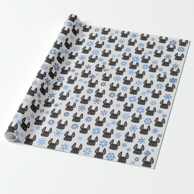 French Bulldog Holiday Wrapping Paper (Unrolled)