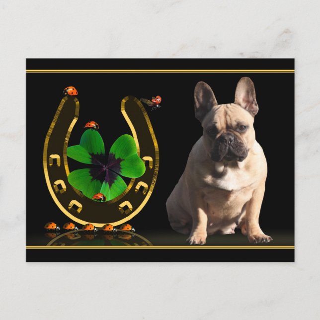 French Bulldog Horseshoe French Bulldog Postcard (Front)