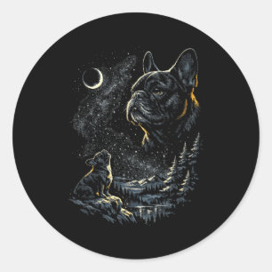 French bulldog howling at moon vintage 90s funny classic round sticker
