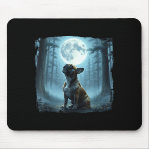 French Bulldog Howling at The Moon Woodland Night Mouse Pad