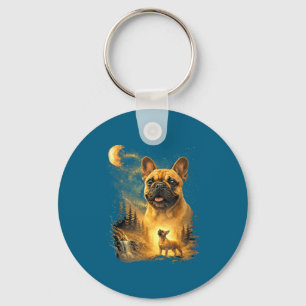French Bulldog Howling Moon Vintage Key Ring