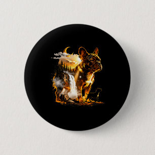 French bulldog howling to the moon meme 90s animal 6 cm round badge