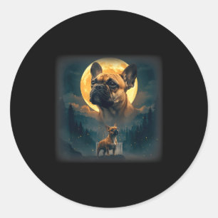 French bulldog howling to the moon meme 90s animal classic round sticker