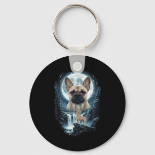 French bulldog howling to the moon meme 90s animal key ring