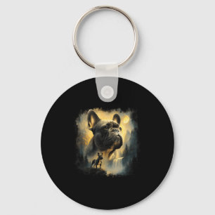 French bulldog howling to the moon meme 90s animal key ring