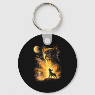French Bulldog Howling To The Moon Meme 90s Animal Key Ring