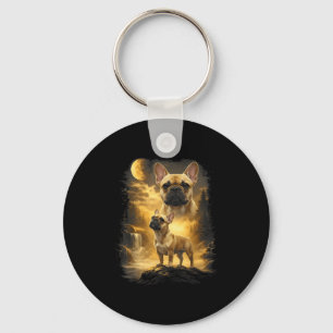 French bulldog ! howling to the moon meme 90s key ring