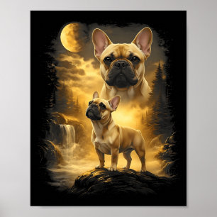 French bulldog ! howling to the moon meme 90s poster