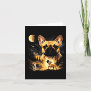 French Bulldog Howling to The Moon Vintage 90s Card