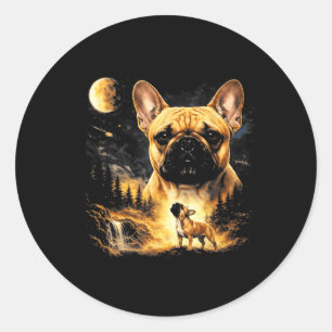 French Bulldog Howling to The Moon Vintage 90s Classic Round Sticker