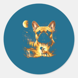 French bulldog howling to the moon vintage 90s classic round sticker