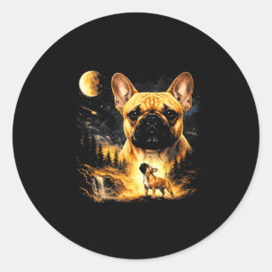 French bulldog howling to the moon vintage 90s classic round sticker