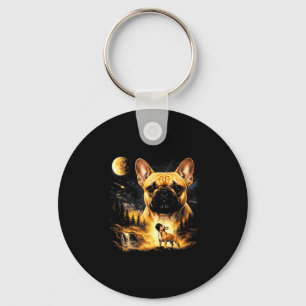 French bulldog howling to the moon vintage 90s key ring