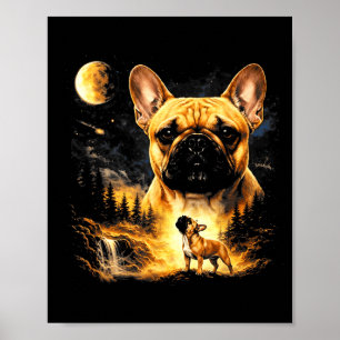 French bulldog howling to the moon vintage 90sFren Poster