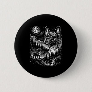 French bulldog howling to the moon vintage funny 6 cm round badge