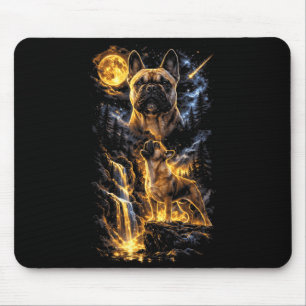 French Bulldog Howling to The Moon Vintage Funny Mouse Pad