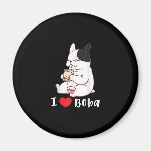french bulldog i love boba bubble milk tea gift magnet