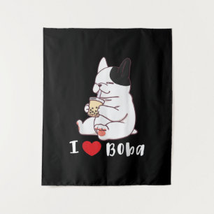 french bulldog i love boba bubble milk tea gift tapestry