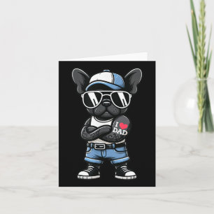 French Bulldog I Love Dad Funny Dog Tattoo  Card