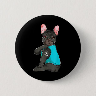 French Bulldog I Love Dad Tattoo Apparel, Dog Dad  6 Cm Round Badge