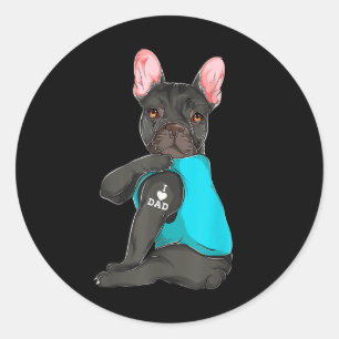 French Bulldog I Love Dad Tattoo Apparel, Dog Dad Classic Round Sticker