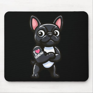 French Bulldog I Love Grandma Funny Dog Tattoo  Mouse Pad