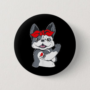 French Bulldog I Love Mum Tattoo  6 Cm Round Badge