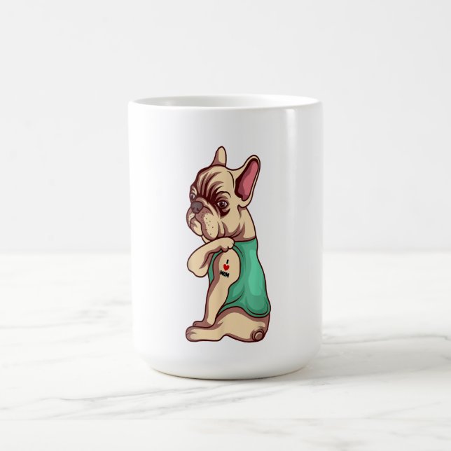 French Bulldog I  Love Mum Tattoo Funny Coffee Mug (Center)