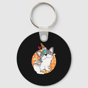 French Bulldog Ice Cream Frenchie Birthday Key Ring