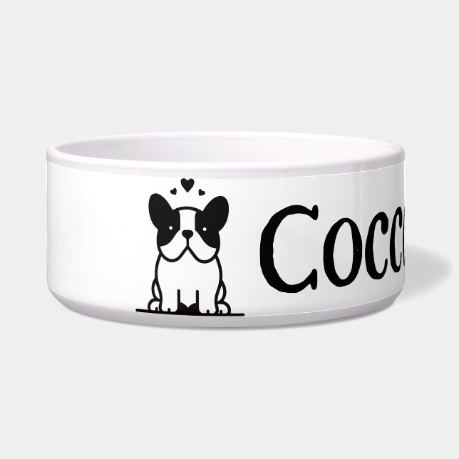 French bulldog icon with name bowl (Front)