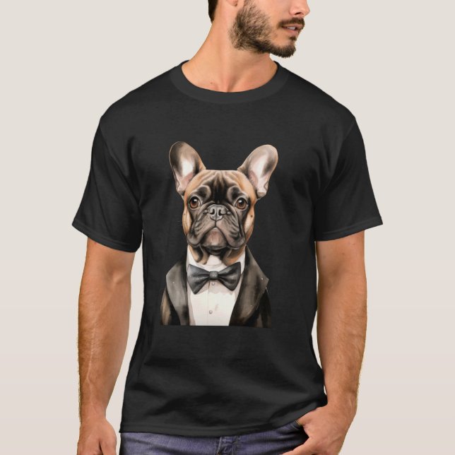 French Bulldog in a Tuxedo x Frenchie T-Shirt (Front)
