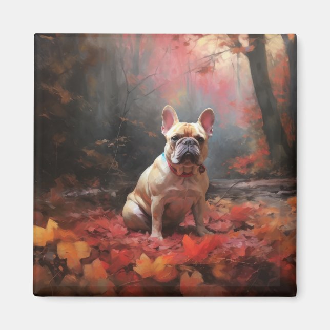 French Bulldog  in Autumn Leaves Fall Inspire  Magnet (Front)