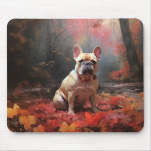 French Bulldog  in Autumn Leaves Fall Inspire  Mouse Pad