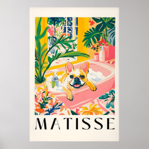 French Bulldog in Bathtub Art Print Matisse Style