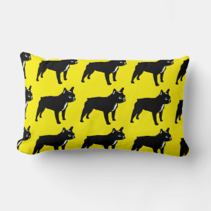 French Bulldog in black on yellow Lumbar Cushion