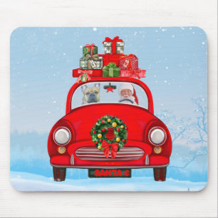 French Bulldog In Car With Santa Claus  Mouse Pad