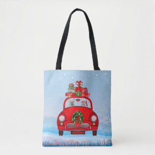 French Bulldog In Car With Santa Claus Tote Bag