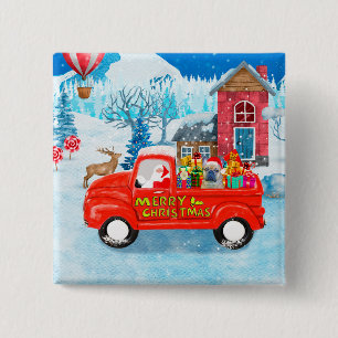 French Bulldog in Christmas Delivery Truck Snow  15 Cm Square Badge