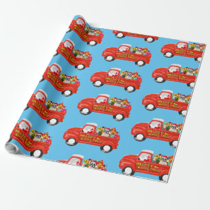 French Bulldog in Christmas Delivery Truck Wrapping Paper